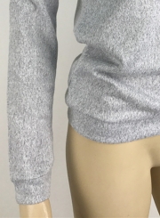 Fashion V Neck Long Sleeve Solid Color Knit Sweater