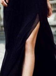 Off Shoulder Slit Maxi Chiffon Prom Dress