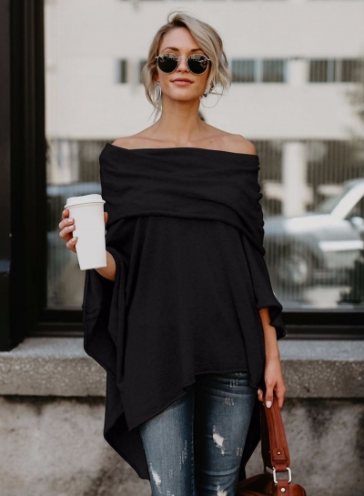 Off Shoulder Irregular Loose Fit Tee YOUYOUFASHIONEC.com