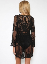 Long Sleeve Sheer Lace Dress