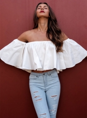 Off Shoulder Loose Fit Ruffle Blouse