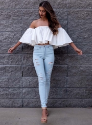 Off Shoulder Loose Fit Ruffle Blouse