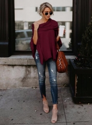 Off Shoulder Irregular Loose Fit Tee