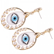 Fashion Novelty Eyes Patterned Drop Earrings
