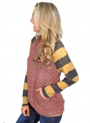 Striped Long Sleeve Pullover Knit Tee