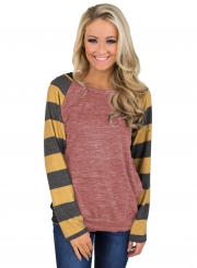 Striped Long Sleeve Pullover Knit Tee
