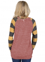 Striped Long Sleeve Pullover Knit Tee