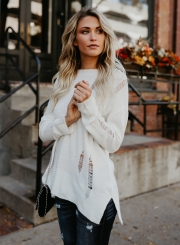 Ripped Loose Fit Knit Sweater