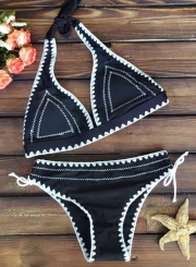 Fashion 2 Piece Side Tie Bottom Halter Triangle Bikini Set STYLESIMO