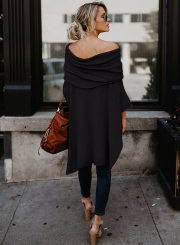 Fashion Off Shoulder Slit Irregular Loose Fit Tee