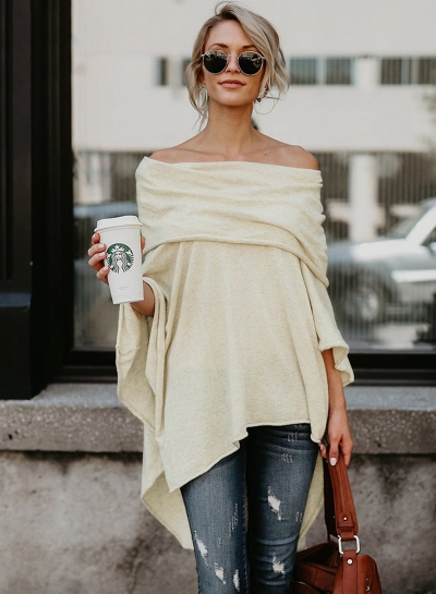 Fashion Off Shoulder Slit Irregular Loose Fit Tee YOUYOUFASHIONEC.com