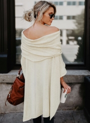 Fashion Off Shoulder Slit Irregular Loose Fit Tee