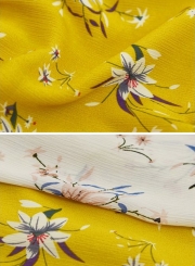 Boho Off Shoulder Ruffle Floral Printed Midi Dress