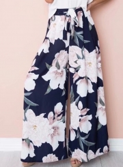 Fashion High Waist Floral Wide Leg Pants