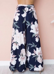 Fashion High Waist Floral Wide Leg Pants