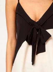 V Neck Bow front Irregular Chiffon Tank