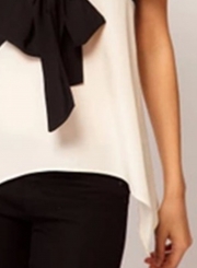 V Neck Bow front Irregular Chiffon Tank