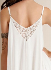 Sleeveless Irregular Lace Trim Dress