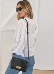 Mock Neck Long Sleeve Lace Blouse