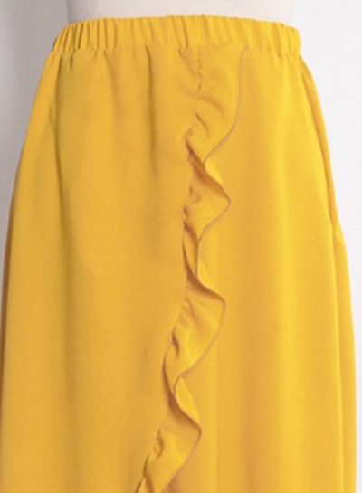 Fashion Elastic Waist High Slit Ruffle Maxi Skirt stylesimo.com
