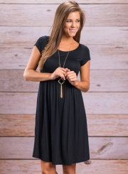 Short Sleeve Pleated Swing Dress