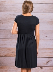 Short Sleeve Pleated Swing Dress