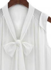 Casual Sleeveless Knot Chiffon Shirt