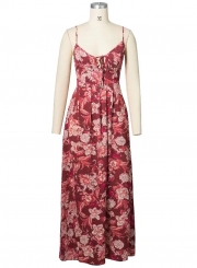 Sleeveless Backless Floral Maxi Dress