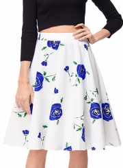Fashion High Waist Floral A-line Skirt