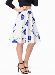 Fashion High Waist Floral A-line Skirt