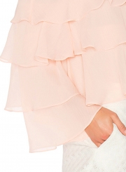 Off Shoulder Long Sleeve Ruffle Blouse