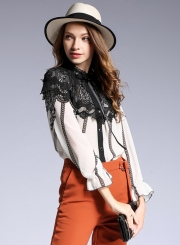 Fashion Long Sleeve Lace Button down Shirt