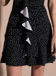 Strapless Polka Dots Ruffle Mini Dress