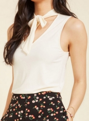 V Neck Tie front Sleeveless Tank