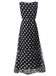 Fashion Sleeveless Polka Dots Maxi Dress