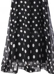 Fashion Sleeveless Polka Dots Maxi Dress