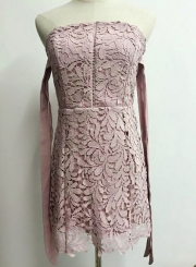 Strapless Floral Lace Party Dress