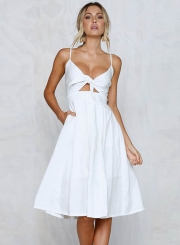 Fashion Spaghetti Strap V Neck High Waist Dress