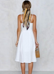 Fashion Spaghetti Strap V Neck High Waist Dress