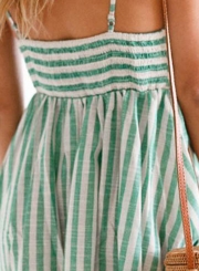 Fashion Spaghetti Strap Striped Mini Dress