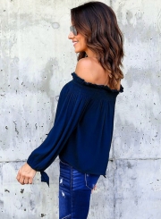 Fashion Off Shoulder Long Sleeve Chiffon Blouse