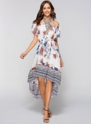 Off Shoulder Floral High Low Dress