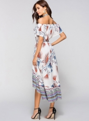 Off Shoulder Floral High Low Dress