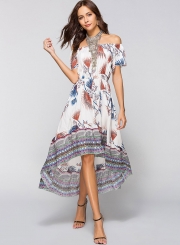 Off Shoulder Floral High Low Dress