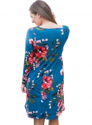 Long Sleeve Floral Dress with Pockets