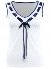 Women's Fashion Sleeveless Bow Front Tee Shirt