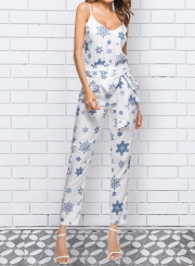 Fashion 2 Piece Snowflake Printed Pants Set