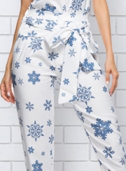 Fashion 2 Piece Snowflake Printed Pants Set