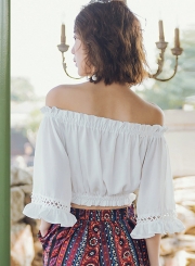 Slash Neck off Shoulder Flounce Blouses