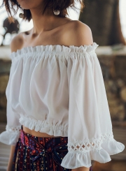 Slash Neck off Shoulder Flounce Blouses